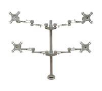 Kit de montage (fixation par pince pour bureau, 4 bras articulés) pour 4 écrans LCD (inclinaison et rotation) - argenté(e) - Taille d'écran : 10"-27