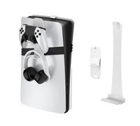 Kit de montage mural console de jeu pour PS5Pro/Slim, support mural, support d'affichage vertical avec crochet de suspension pour casque d'écoute de la manette (Blanc)