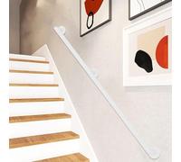 Kit de montage mural - Garde-corps d'escalier en fer forgé de 6,1 m pour marches intérieures et extérieures, rampes industrielles blanches pour couloirs et escaliers