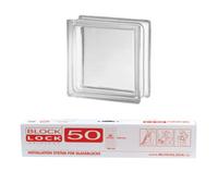 Kit de montage pour 2m2 avec 50 briques de verre, taille de la brique 19x19x8 cm, translucide mat (CL1908CM-2MG)