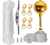 Kit de montage pour mât de drapeau, écrou à bille en aluminium de 7,6 cm et camion de 5,1 cm avec poulie en nylon pour un fonctionnement fluide de corde, mécanisme coulissant de corde de drapeau lisse