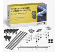 Kit de montage pour toit en tôle PV - Centrale électrique de balcon - Avec vis à double filetage M10 de 200 mm - Joint EPDM - Rails en aluminium de 1,25 m et support de module - Pour tôle trapézoïdale