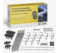Kit de montage PV pour toit en tôle - Centrale électrique de balcon - Avec vis à double filetage M10 de 200 mm - Joint EPDM - Rails en aluminium de 1,25 m et support de module - Pour tôle trapézoïdale