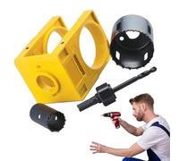 Kit de Montage Serrure Porte - Scie Cloche Acier, Gabarit Guidage Ajustable, Outil Fraisage Carbone Coupe, Châssis Polymère Gris | Matériel Menuiserie Pour Bricoleurs & Serruriers
