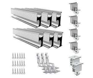 Kit de montage solaire photovoltaïque pour toit de tuiles avec crochets de toit,rail de fixation pour toit de tuiles pour une hauteur de module de 30 à 50 mm (pour 2 modules)