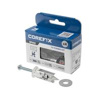 Kit de montage TV Corefix Spike 4 pièces | ancres rigips pour plaques de plâtre jusqu'à 50 kg par fixation | fixation autoperceuse pour télévision | vis de support mural