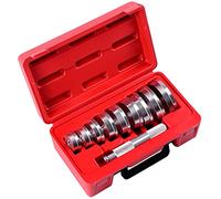 Kit de montage universel en aluminium pour roulements de roues automobiles (10 pièces) avec bagues d'étanchéité et douilles, comprenant 9 disques, colliers et carters d'essieu. Mallette de transport