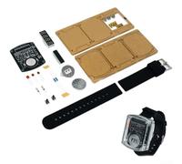 Kit de montre LED à monter soi-même, horloge électronique avec écran rouge de 0,7 cm, tableau d'entraînement à la soudure pour débutants, format 12/24h, mode veille automatique (noir)