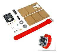 Kit de montre LED à monter soi-même pour horloge électronique avec pratique de soudure, circuit imprimé microcontrôleur, écran rouge de 0,7 cm, format 12/24 heures, compte à rebours (rouge)