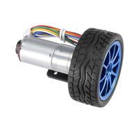 Kit de Moteur à Engrenages Encodeur JGA25-371, avec Support de Montage et Roue de 65mm pour Robots et Imprimantes de Voiture, DC12V, 130 TR/Min (Vitesse 130)