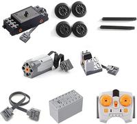 Kit de moteur de traction avec récepteur infrarouge, télécommande infrarouge, boîte à piles, moteur de traction avec essieux et 4 roues, moteur M, câble d'extension, kit de moteurs techniques pour les