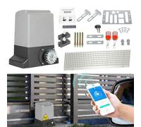 Kit de motorisation de portail coulissant Joparri 1200 kg 550 W, entraînement de portail intelligent WiFi automatique avec 2 télécommandes, 4 m de crémaillère, 2 clés de déverrouillage et fonction de