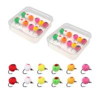 Kit de Mouches de Pêche Mouche,24 Pièces en Laiton avec Tête D'insecte et Œuf Flottant pour Pêche a la Truite,au Saumon et Truite Arc-en-Ciel