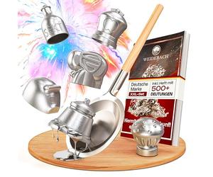 Kit de moulage de cire WEIDEBACH®, livret avec plus de 500 interprétations inclus, jeu de moulage de cire pour le réveillon du premier de l'an, lis ton futur avec le kit de moulage de cire