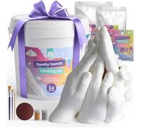 - Kit de Moulage de Main 3D XL, Avec Peinture Dorée et Argent, Empreinte de Main Idéale pour Familles et KIT ACCESSOIRE POUR REPAS