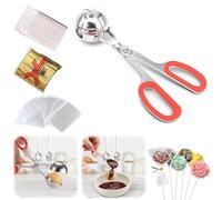 Kit de moule à cake pop avec 100 sacs à sucettes, 100 attaches torsadées, 100 bâtonnets à cake pop, machine à sucettes, bonbons, chocolats et biscuits (rouge, L)