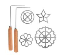 Kit de moule à gaufres, ensemble de cuisson en fer avec rosace, moule à pâtisserie et biscuits, presse à gâteaux et biscuits | Accessoires de fabrication de desserts, outils antiadhésifs pour h