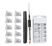Kit de Moules à Ongles pour Manucure Diy, Plastique Blanc, Pratique | Boîte Transparente, Double Stylo, Bande de Sable Noire, Pinces Cristal, pour Anniversaire et Rangement