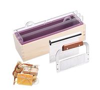 Kit de moules à savon en silicone - 1,2 l - Moule à pain rectangulaire flexible avec boîte en bois et planches de séparation en acrylique