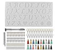 Kit de moules en résine de silicone, lettres fantaisie et ornement, ensemble de fabrication de porte-clés en silicone pour la cuisson de fondants, bougies, gâteaux au chocolat, moules en silicone pour
