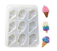 Kit De Moules En Silicone - Plateau À Cavités En Forme De Crème Glacée, Forme De Moulage En Résine, Fabricant De Pendentifs De Bijoux Avec Texture Antiadhésive Flexible | Solution De Bricolage Créativ