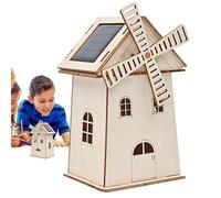 Kit de moulin à vent solaire - Modèle artisanal en bois de petite taille, jouet éducatif d'apprentissage des énergies renouvelables | Parfait pour l'affichage d'exposition scolaire, décoration de mais