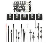 Kit de mouvement d'horloge pour construction d'horloge murale personnalisée avec mécanisme à quartz silencieux, 5 pointeurs, 2 cartes numériques pour travaux manuels (noir)