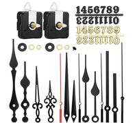 Kit de mouvement d'horloge silencieux comprenant cinq paires d'aiguilles différentes et des longueurs de tige réglables pour fabrication d'horlogerie personnalisée (B)