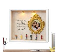 Kit de musée miniature DIY avec figurines et lumière cadre photo souvenir - cadre cadeau pour la fête des mères | pour maman, grand-mère, décoration de maison, chambre, salon, bureau, E