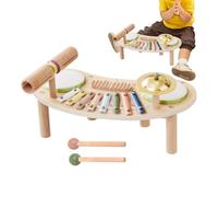 Kit de musique à percussion pour tout-petits - Kit d'instruments de rythme en bois 7 en 1 - Jouet éducatif musical coloré - Collection d'activités sonores d'éducation précoce - Idéal pour la