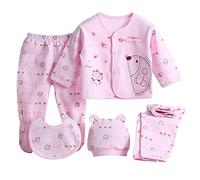 Kit De Naissance Bebe Fille Vetement Nouveau Nee Haut Tops Manche Longue Hérisson Mignon + Pantalons *2 + Bavoir + Bonnet Habits Tenue Ensembles 5 Pièces Cadeau Bebe Naissance Fille Garçon Mixte