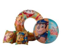 Kit de Natation Enfant : bouee, brassards, Ballon de Plage - Gonflable - Jeu d'eau, Piscine - Set Jouet avec Carte