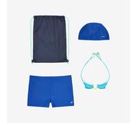 Kit de natation Garçon: maillot de bain, lunettes, bonnet, sac - 100 Bleu