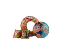 Kit de natation Pat Patrouille Enfant : Bouee Brassards Ballon de Plage - Gonflable - Jeu d'eau piscine - Set Jouet + Carte