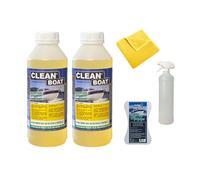 Kit de nettoyage 2L Clean Boat Multi Usage : nettoyant, détachant, dégraissant + 3 accessoires : 1 vaporisateur + 1 éponge magique + 1 chiffon microfibre