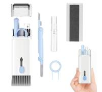 Kit de nettoyage 7 en 1 pour clavier et ordinateur portable, casque pour AirPods 1/2/3/4/Pro 2/3, téléphones portables, appareil photo, iPad, clavier, écouteurs bleu et blanc