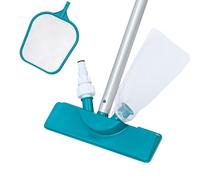 Kit de nettoyage Aquaclear™ avec épuisette, flotteur chimique, aspirateur, bandelettes de test et patch de réparation pour piscines jusqu'à 3,96m, Vert