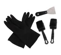Kit de Nettoyage Brosses, Moufles et Racloir Noir | Protection des Mains, Brosses Robustes en Silicone et PP, pour Fermes et Tâches Extérieures Efficaces