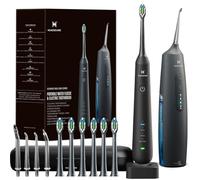 Kit de nettoyage buccal 2-1 - Hydropulseur dentaire et brosse à dents électrique - Brosse à dents et fil dentaire - Pour le nettoyage des et la santé des gencives (Noir)