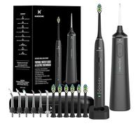Kit de nettoyage buccal 2 en 1 - Hydropulseur dentaire et brosse à dents électrique - 5 modes de brossage et de fil dentaire - pour le nettoyage des dents et la santé des gencives (modèle amélioré