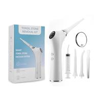 Kit de Nettoyage D’amygdales, 65kpa Kit D'élimination des Calculs Amygdaliens Électriques Aspiration à 3 Vitesses Avec Lumière LED et 5x Loupe pour Maison et Voyage