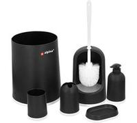 Kit de Nettoyage de 6 pièces pour Salle de Bain avec Poubelle et Accessoires Alpina Blanc / Noir