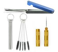 Kit de nettoyage de carburateur avec 13 fils, 10 aiguilles, 5 brosses et un outil de prélèvement pour motos, VTT, postes à souder et tondeuses (Doré)