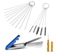Kit de nettoyage de carburateur de qualité supérieure en acier inoxydable - Nettoyant pour buse de brûleur - Nettoyant de jet de carbone - 13 fils de nettoyage - 10 aiguilles de nettoyage + 5 brosses