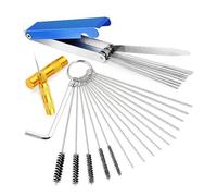 Kit de nettoyage de carburateur : nettoyeur de pointes de torche premium, kit d'élimination du charbon Jets Dirt, 10 aiguilles, 5 brosses en nylon, 1 pic pointu | Nettoyant de carburateur pour moteur