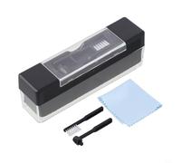 Kit de nettoyage de disques vinyles avec brosse en velours et chiffon - Outil de nettoyage antistatique LP pour platines - Élimine la poussière et les traces de doigts - Boîtier en ABS noir de 14 cm