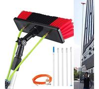 Kit de nettoyage de fenêtre - 5-12 m avec brosse de nettoyage de fenêtre alimentée à l'eau, parfaite pour le nettoyage des panneaux solaires et photovoltaïques haute portée avec raccord de tuyau