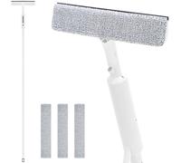 Kit de Nettoyage de fenêtre à Double Face 3 en 1 GIOVARA Raclette de Fenêtre, Kit de Nettoyage de vitres avec Manche télescopique,Kit de Nettoyage Professionnel pour Douche, Salle de Bain, Miroir