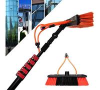 Kit de nettoyage de fenêtre extensible en fibre de carbone 3,69 m avec manche télescopique et brosse, outils de nettoyage pour panneaux solaires pour un lavage efficace des fenêtres domestiques et