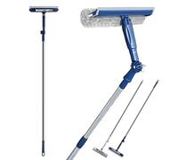 Kit de nettoyage de fenêtre télescopique professionnel avec perche d'extension de 1,2 m et raclette à pivot unique de 25 cm, nettoyage de vitres (bleu)